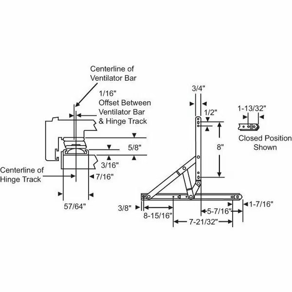 Concealed 4 Bar Hinge Assy, Strybuc, Mfr#: 28-18-13-0